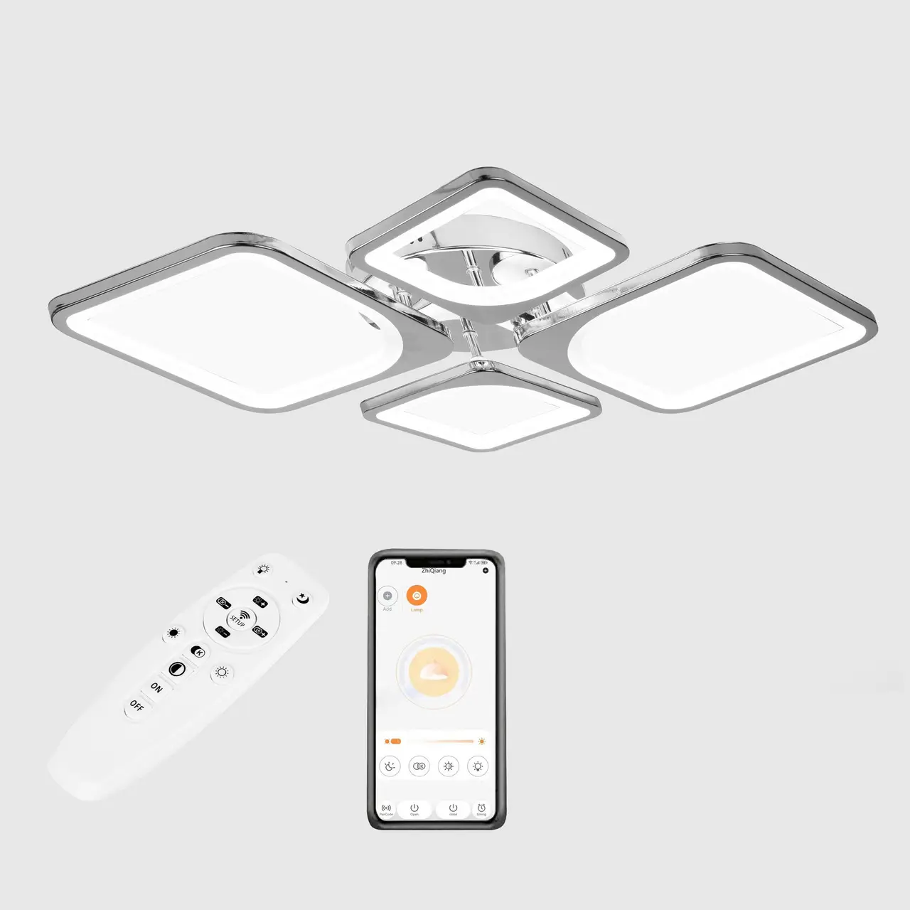 Стельова LED люстра, світлодіодний світильник Sunlight хром 5631/2+2