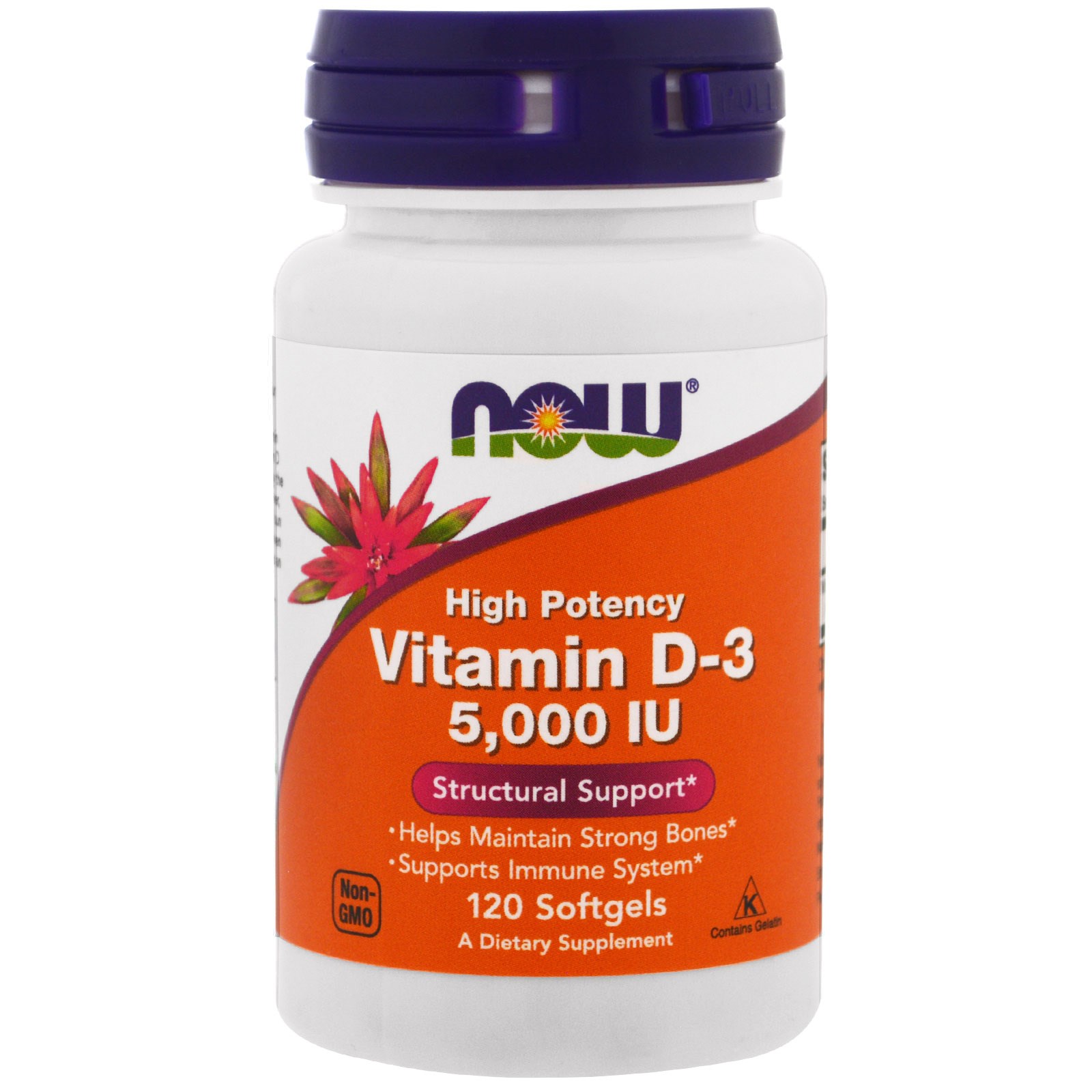 Вітамін D3 5000IU, Now Foods, 120 желатинових капсул