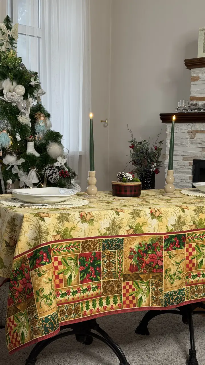 Скатертина Ecotton 150х180 см новорічна Новорічний вінтаж