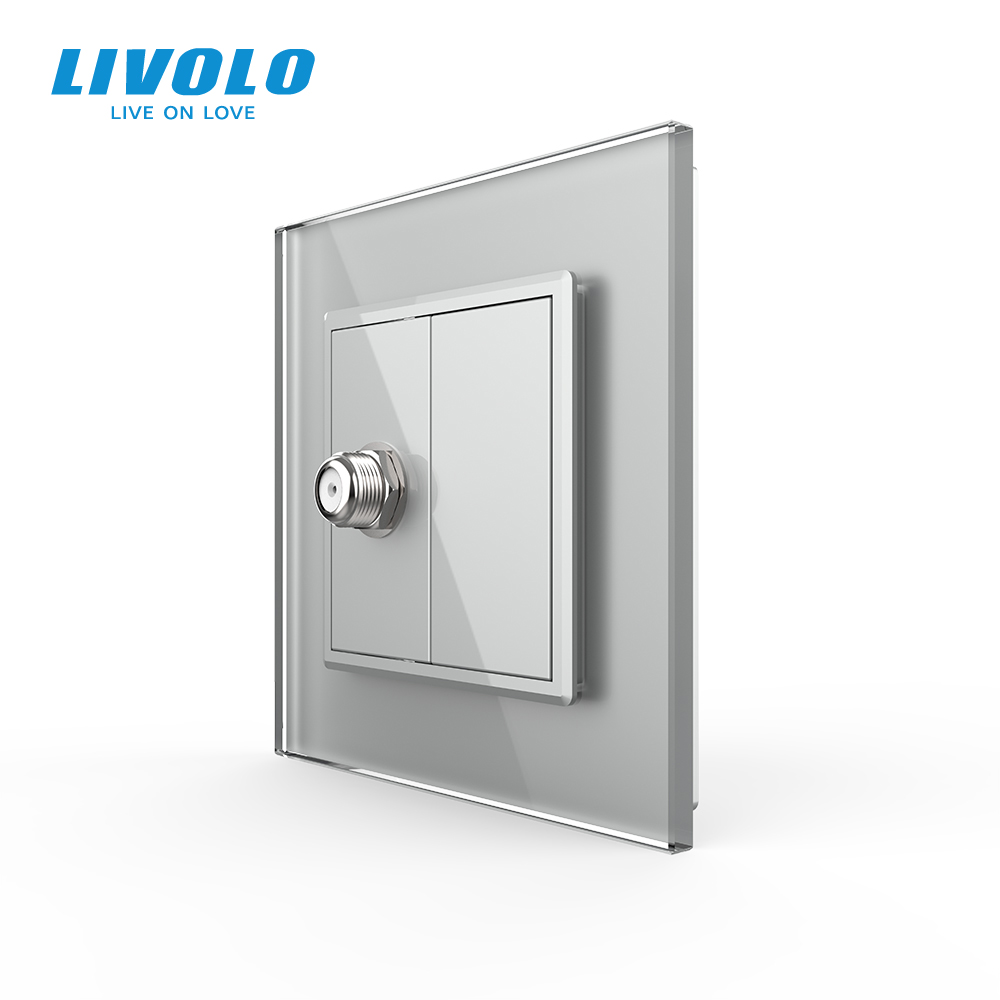 Розетка супутникова SAT Livolo сірий скло (VL-C7FCSL-1IP)