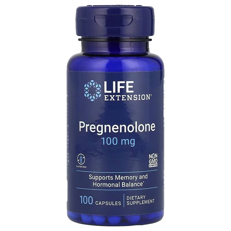 Прегненолон, 100 мг, Pregnenolone, Life Extension, 100 капсул