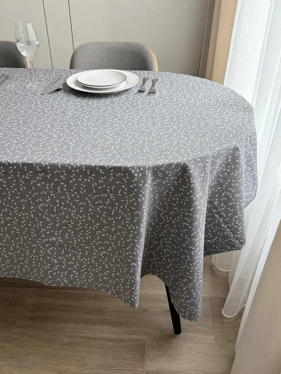 Скатертина столова Ecotton DUCK 170х220 см водовідштовхувальна сірий (V 11/ Grey)