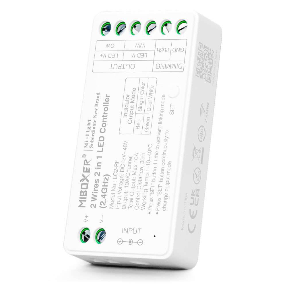 Контролер димер 2 в 1 Single White/CCT  2.4GHz + PUSH DIMM 12-48В