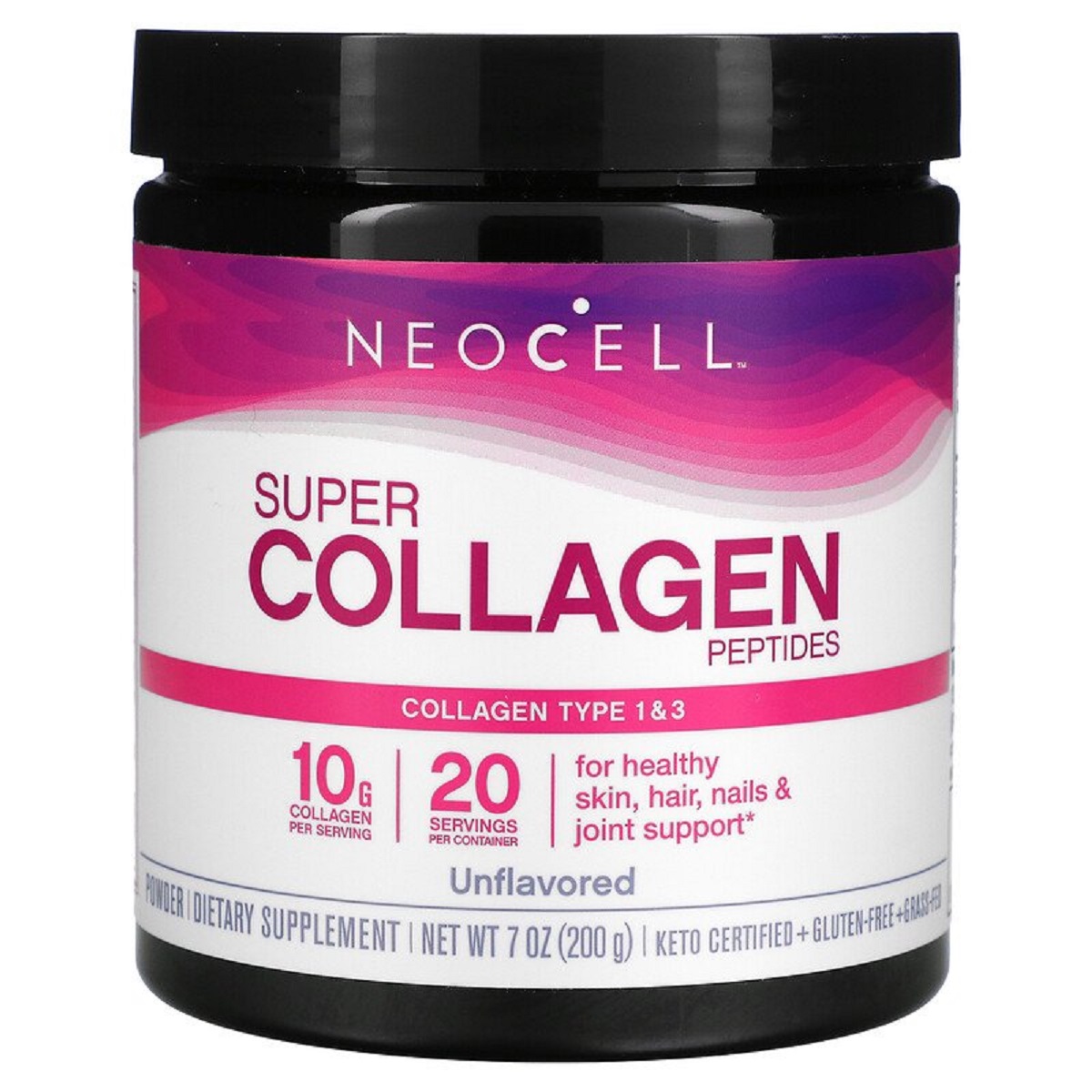 Супер Колаген, Тип 1&3, Grassfed Collagen Peptides, NeoCell, 7 унцій (200 гр)