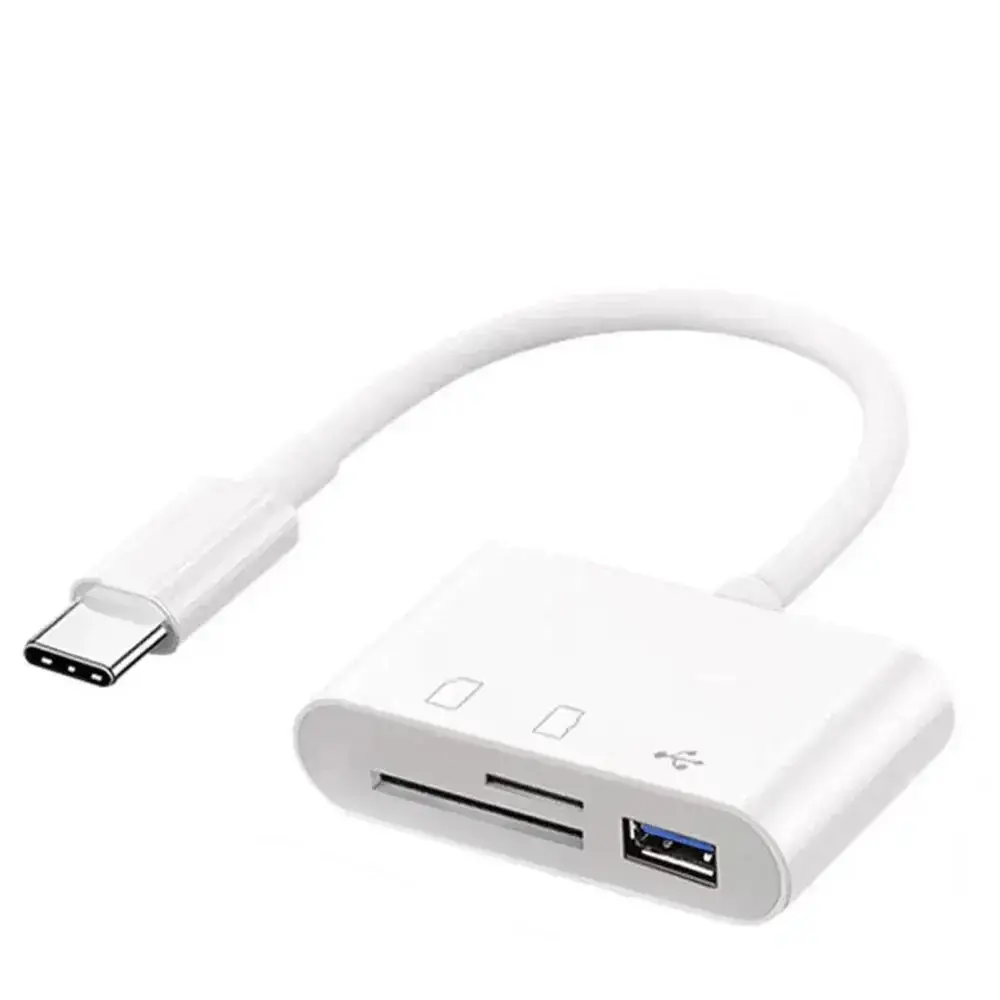 Адаптер Type C кардридер USB TF SD (білий)
