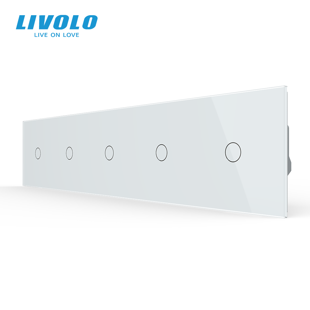 Сенсорний вимикач 5 сенсорів (1-1-1-1-1) Livolo білий скло (VL-C705-11)