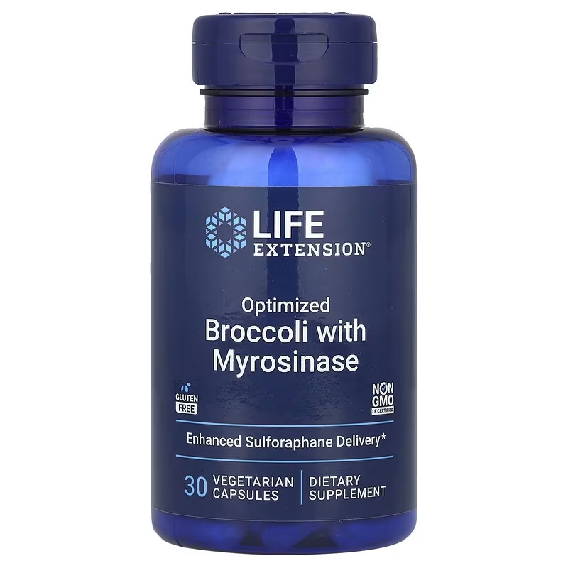Брокколі з мірозиназу, Optimized Broccoli and Myrosinase, Life Extension, 30 вегетаріанських капсул