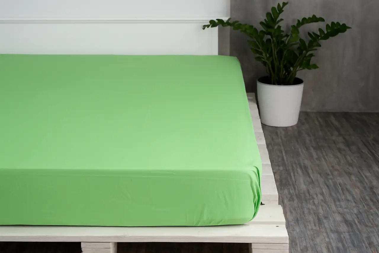 Простирадло на резинці Ecotton 180х200 см однотонне зеленого кольору Summer green