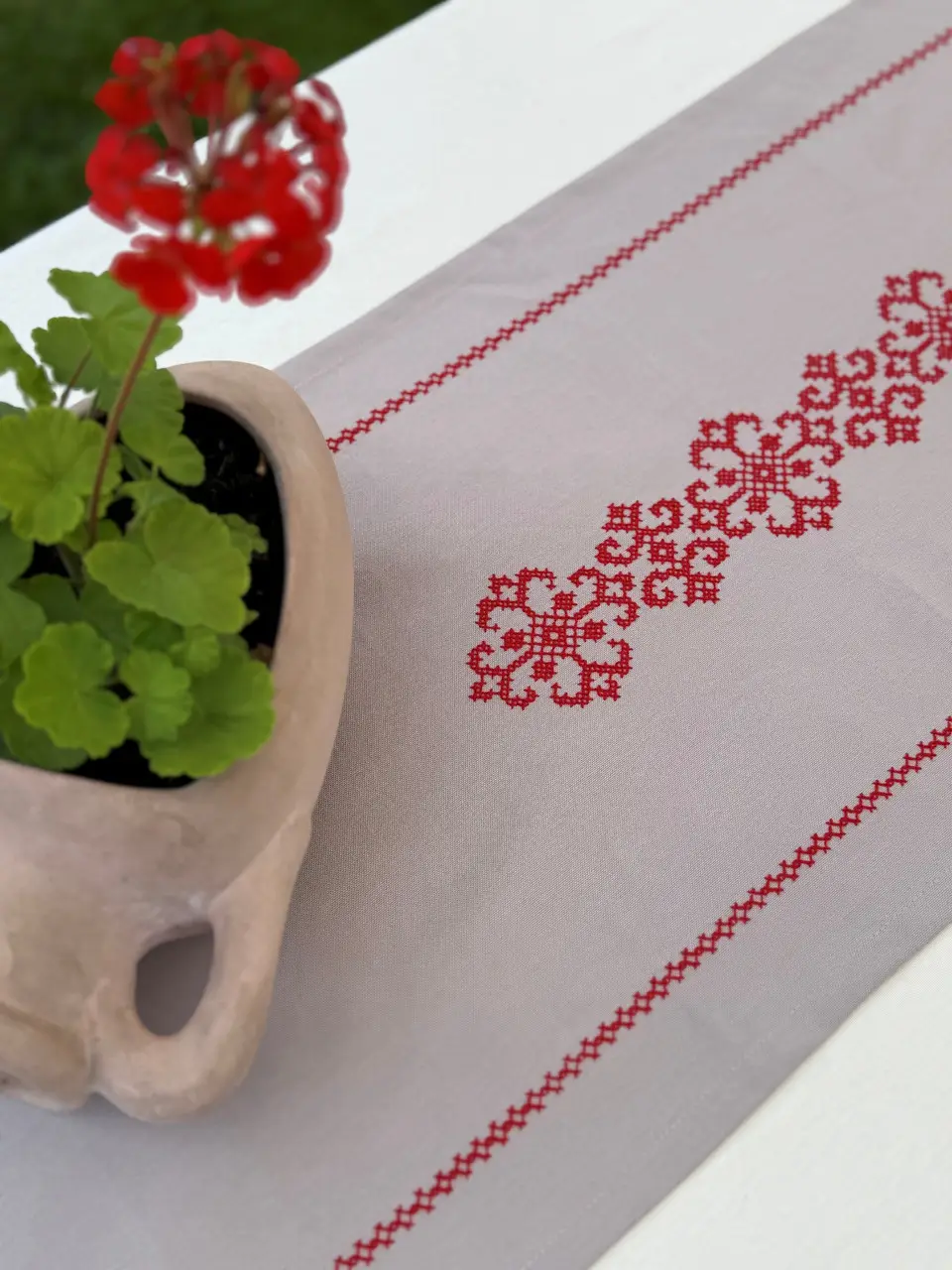 Ранер доріжка Ecotton 45x170 см для обіднього столу водовідштовхувальна в етно-стилі сіра