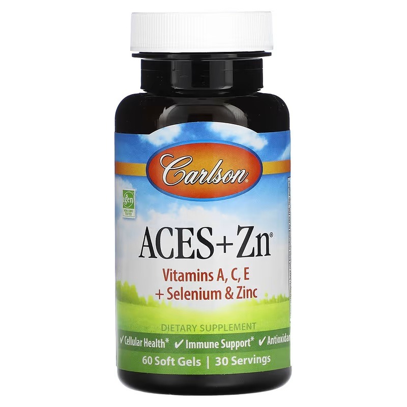 Вітаміни А, С, Е плюс Селен та Цинк, ACES + Zn, Carlson, 60 гелевих капсул