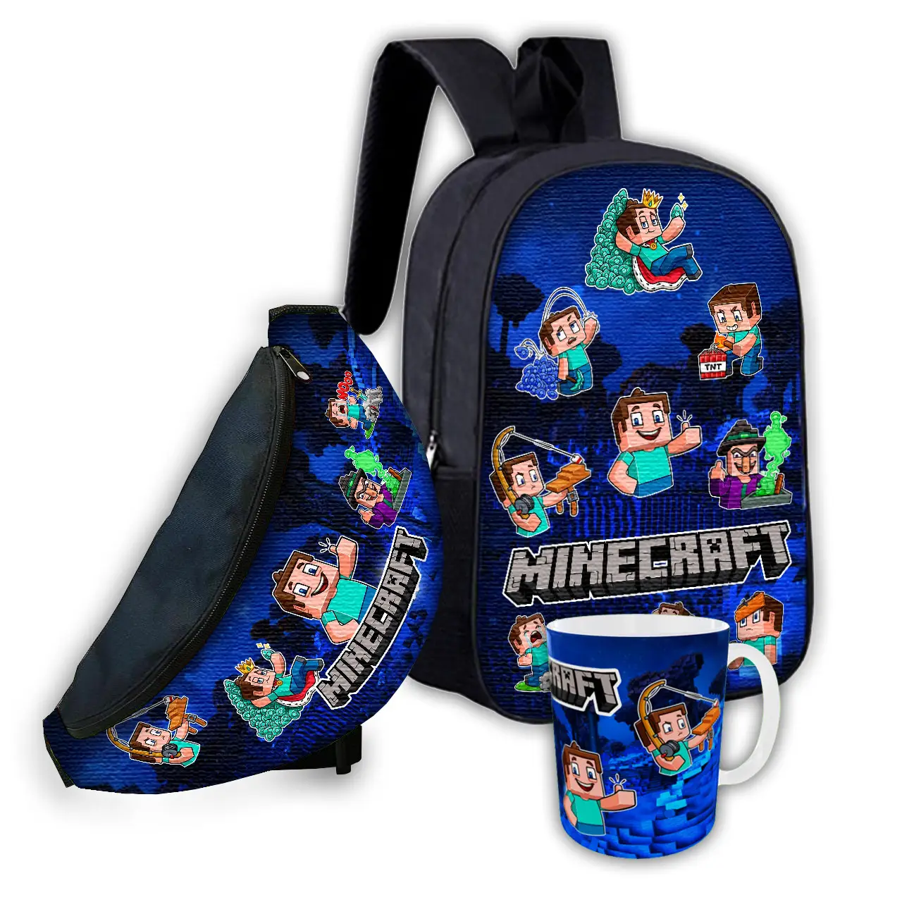 Набір дитячий Майнкрафт «Minecraft» рюкзак 36х27см сумка-бананка, кружка з принтом для хлопчика (01656)