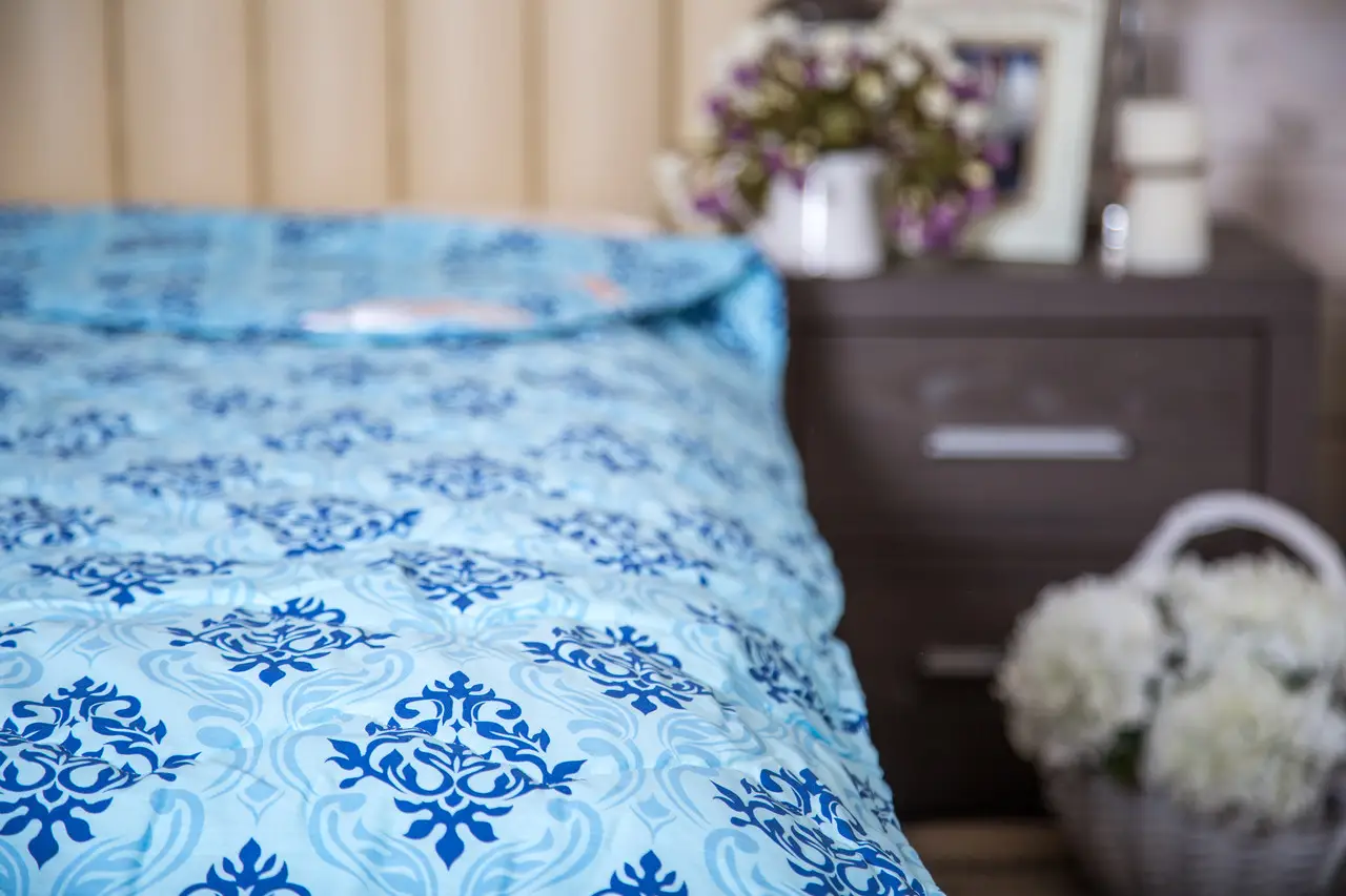 Ковдра Ecotton двоспальна 172х205 см антиалергенна стьобана з бязі блакитне 40-0606 blue