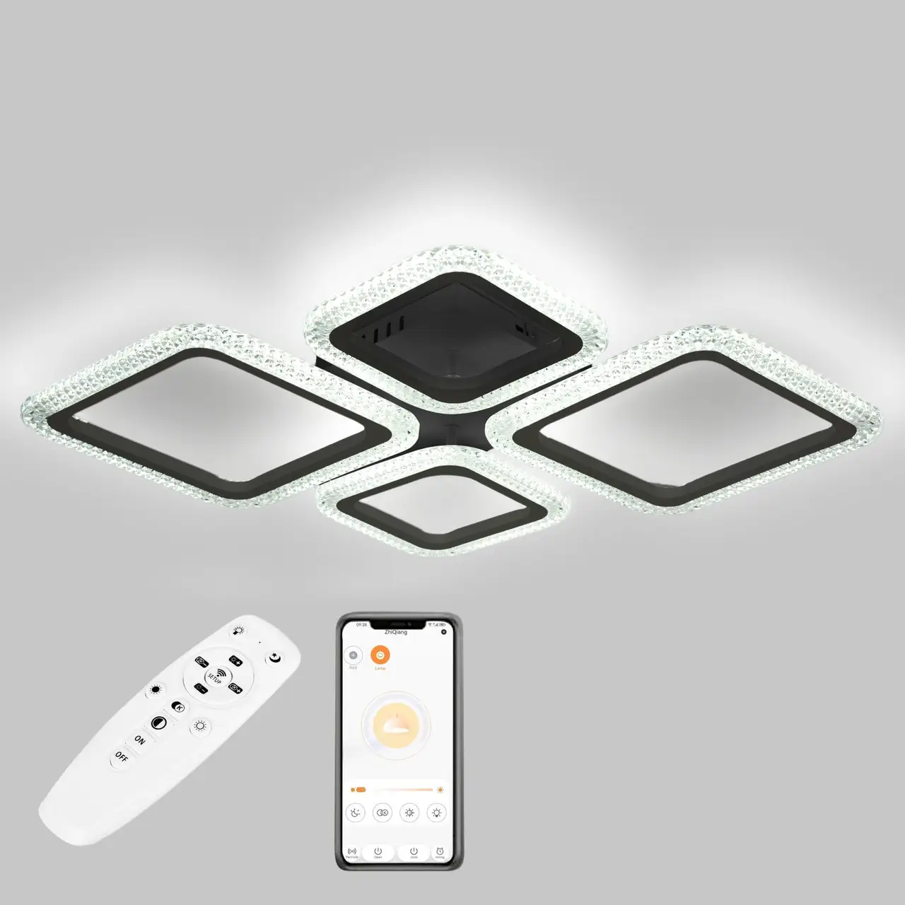 Стельова LED люстра, світлодіодний світильник чорний Sunlight 6063/2+2