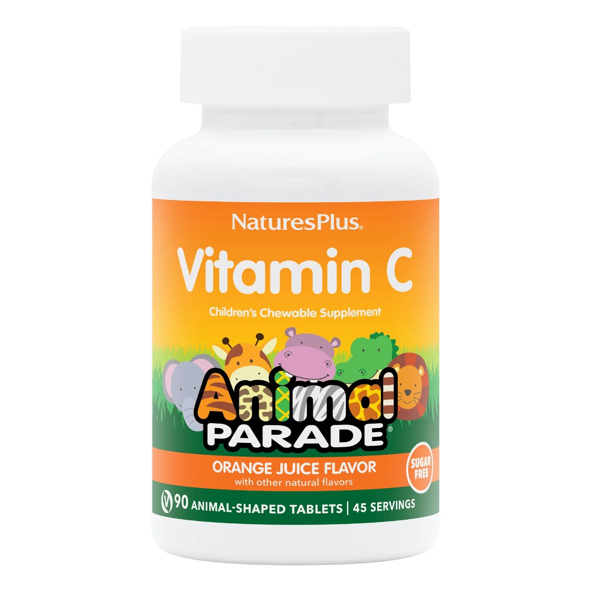 Вітамін С для Дітей без Цукру, Смак Апельсину, Animal Parade, Natures Plus, 90 жувальних таблеток
