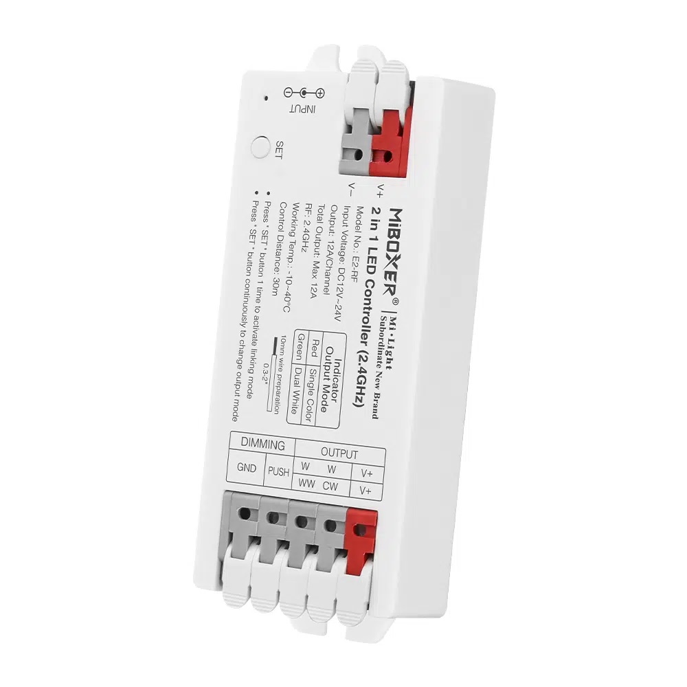 Контролер tunable white W+CCT 2 в 1, DC12/24V, 12A, RF 2.4G Mi-light