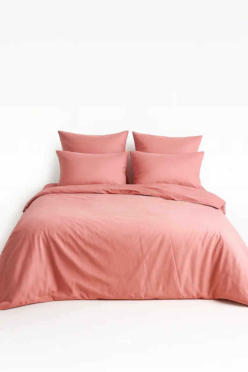 Комплект постільної білизни Ecotton двоспальний 180х215 см однотонний рожевий Tea rose