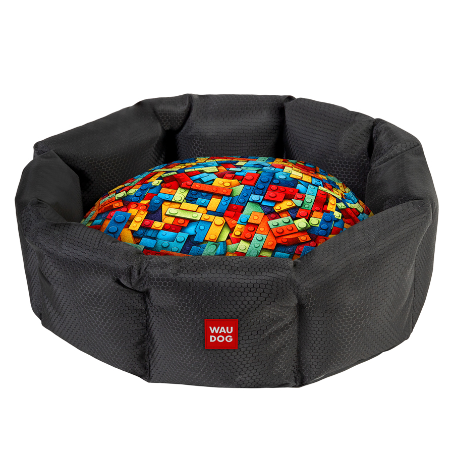 Лежанка для собак WAUDOG Relax, малюнок "Блоки", S, Ш 34 см, Д 45 см, В 17 см