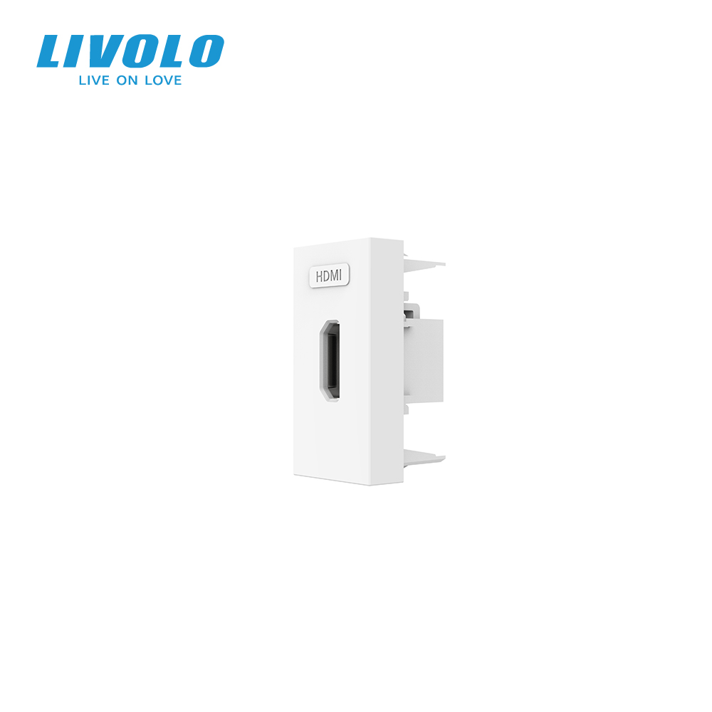 HDMI розетка LIVOLO 1.4, біла, модуль 0.5 поста, для телевізора / ПК (VL-FCHD-1WP)