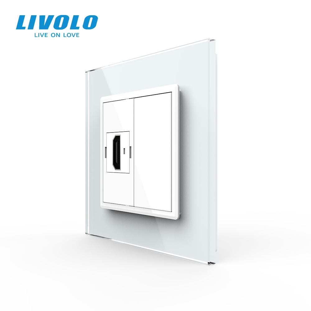 Розетка HDMI LIVOLO біла 2.5D скло