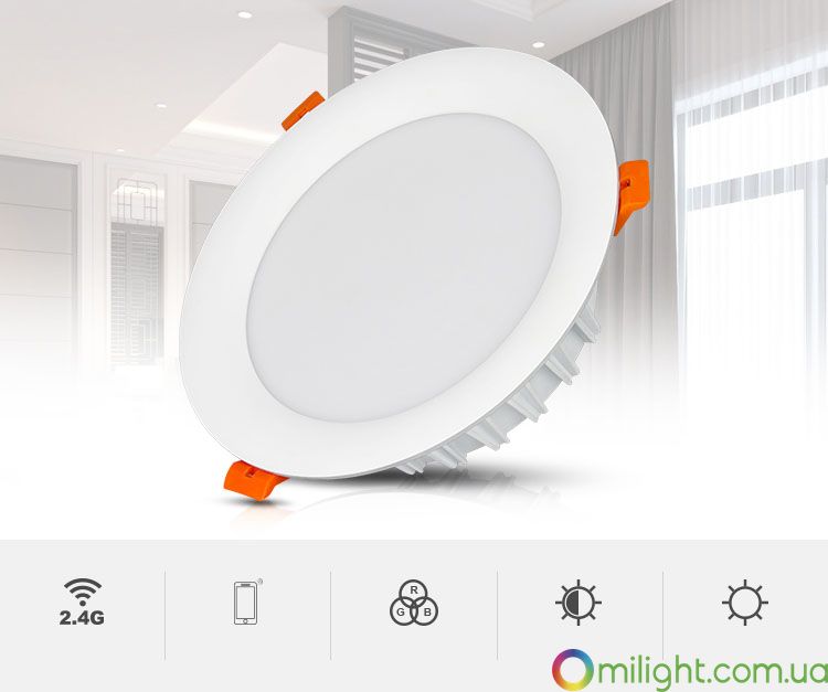 Смарт світильник даунлайт RGB + CCT, WIFI, 18W