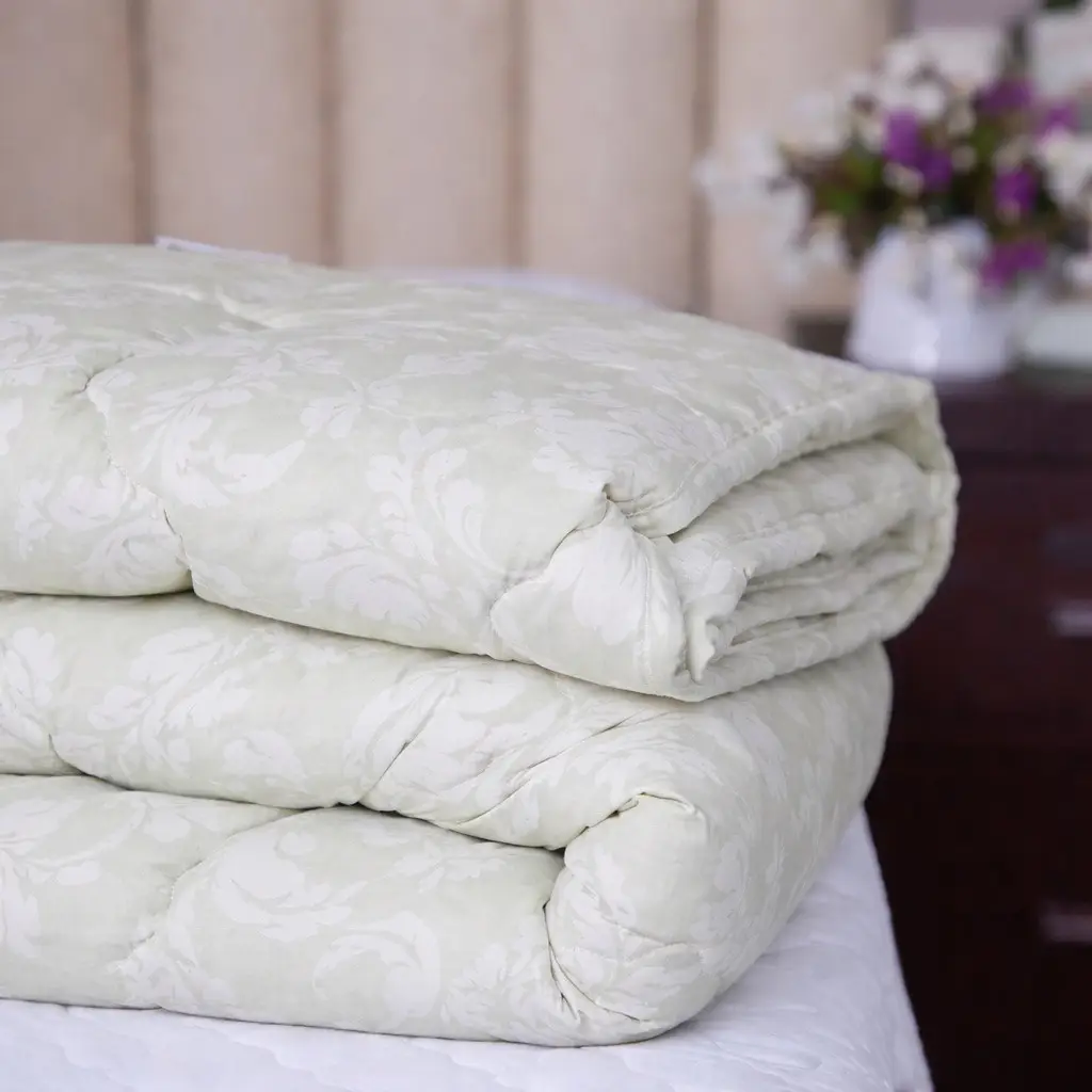 Ковдра Ecotton двоспальна 172х205 см вовняна стьогана бязь Орнамент 6644 white