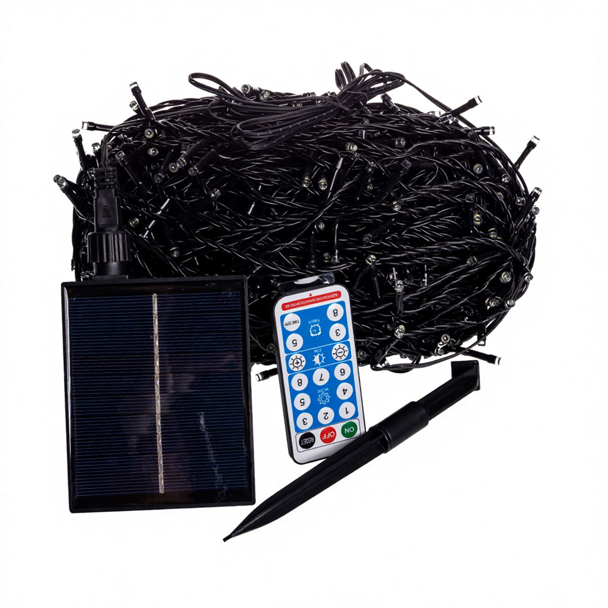Новорічна гірлянда вулична 50 м 500 LED з сонячною батареєю чорний провід Синій SB500L50MBBL