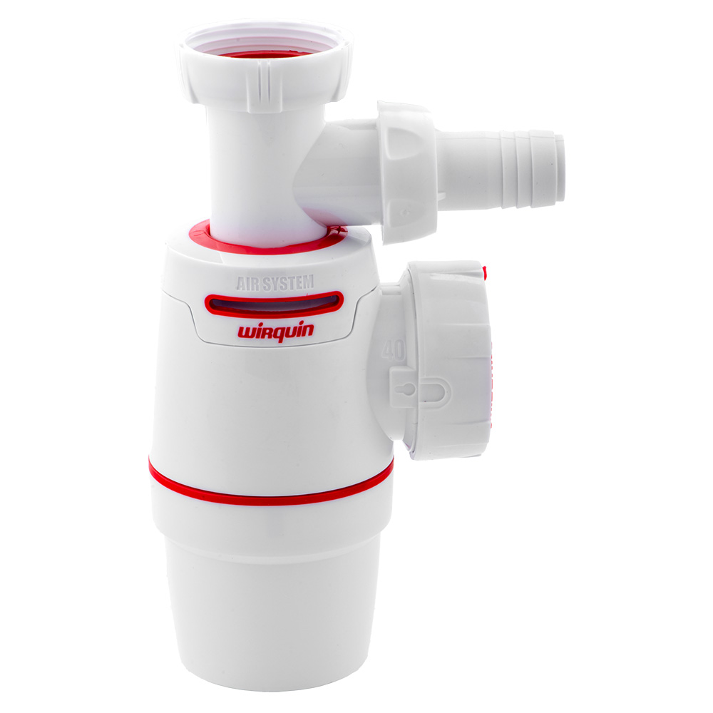 Сифон для кухонной мойки Neo Air 1½"×Ø40мм с подводом WIRQUIN (9542321)