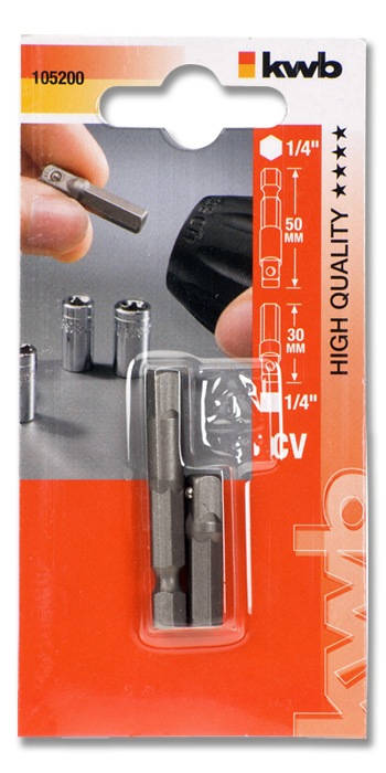 Набір перехідників для торцевих головок 1/4", 2 шт, kwb 1052-00