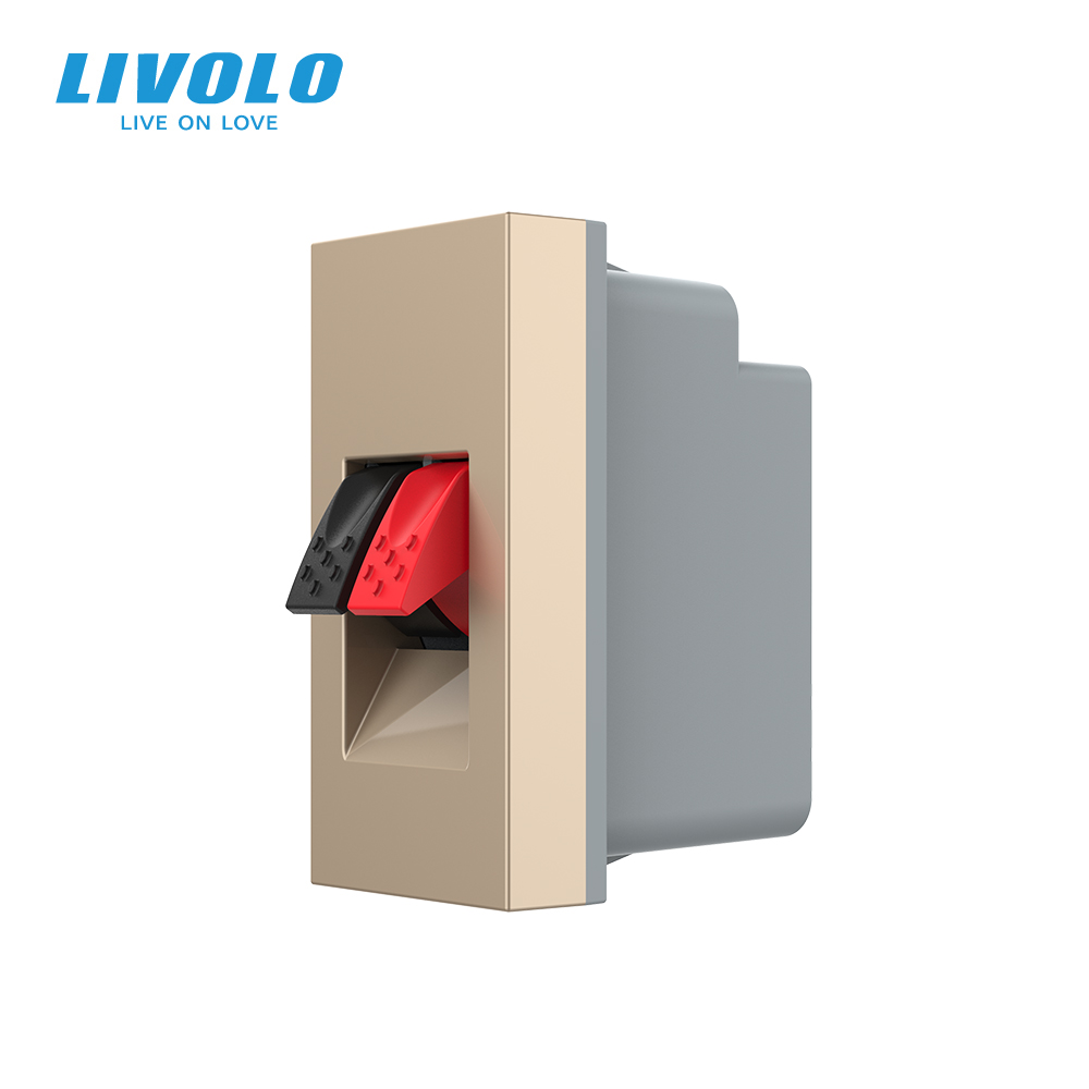 Hi-Fi аудіо розетка LIVOLO (Banana), золота, для колонок і підсилювачів, модуль 0.5 поста (VL-FCSD-1APS01)
