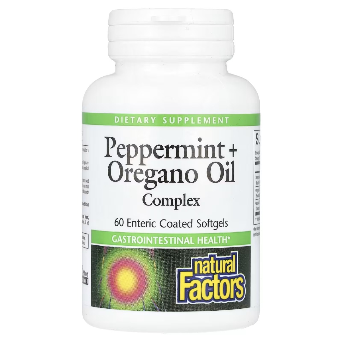 Олія перцевої м'яти, орегано та кмину, Peppermint+Oregano Oil Complex, Natural Factors, 60 гелевих капсул
