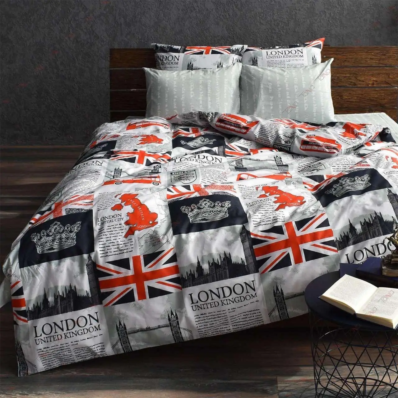 Комплект постільної білизни Ecotton двоспальний Сімейний 150х215 см Лондон сірий