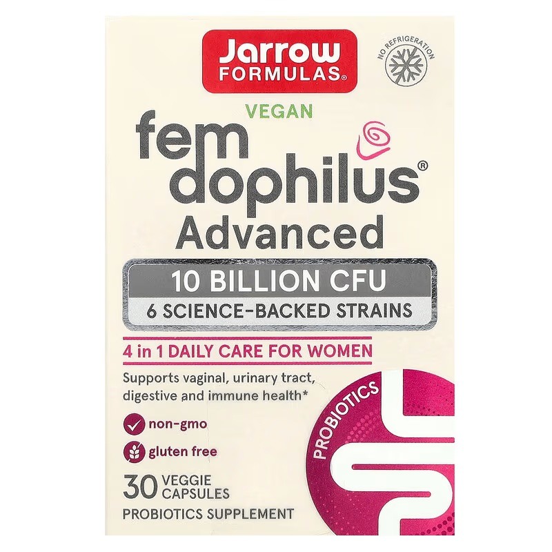 Пробіотики для жінок, 10 млрд КУО, Vegan Fem Dophilus, Advanced, 10 Billion CFU, Jarrow Formulas, 30 вегетеріанських капсул