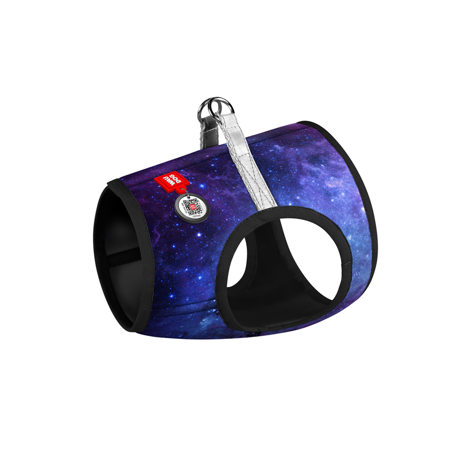 Шлея для собак м'яка WAUDOG Clothes з QR-паспортом, малюнок "NASA21", XS2 B 28-31 см, C 20-22 см