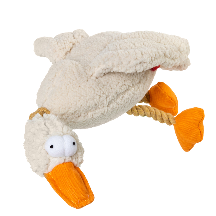 Іграшка для собак Качка з пищалкою GiGwi Catch&amp;fetch, текстиль, мотузка, 36 см