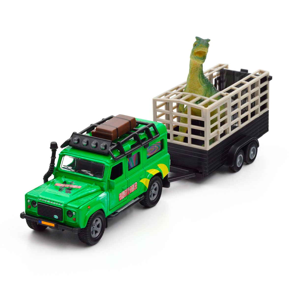 Ігровий набір – LAND ROVER (з причепом і динозавром)