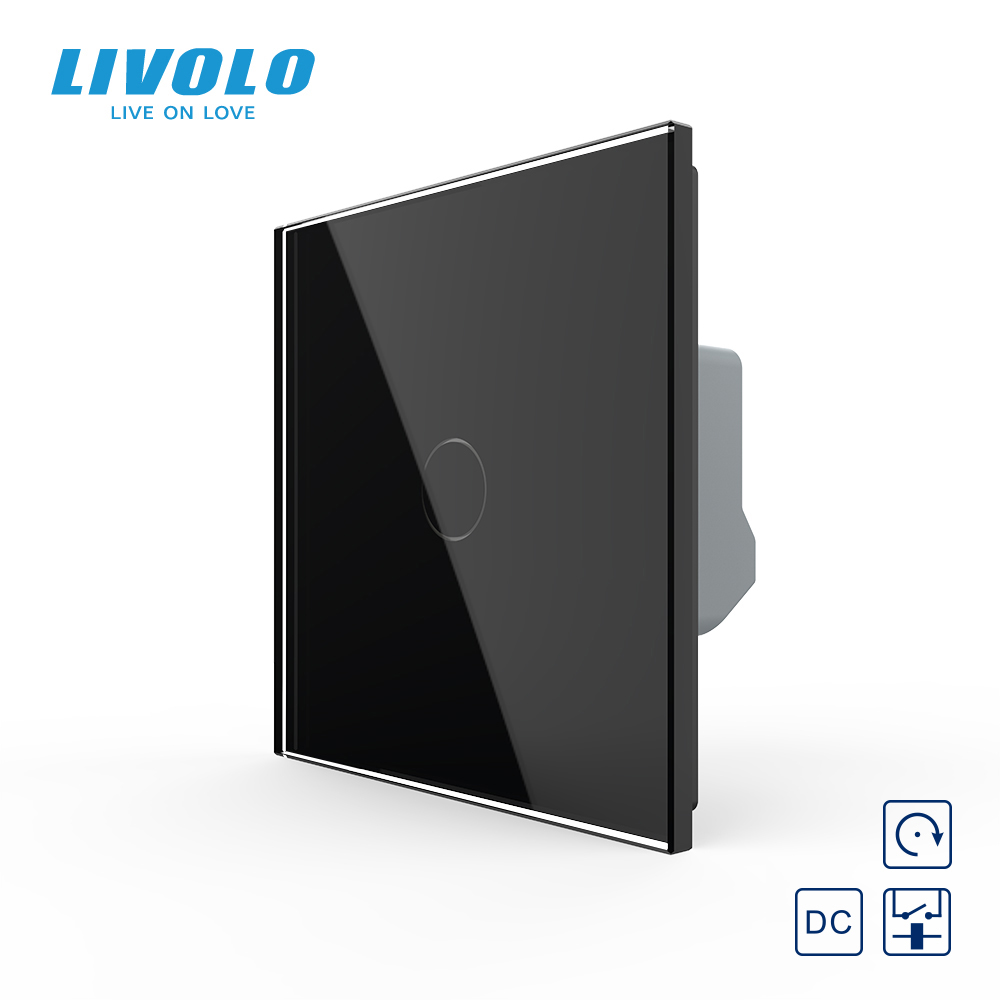 Сенсорна кнопка 1 сенсор 12/24V Livolo чорний 2.5D скло