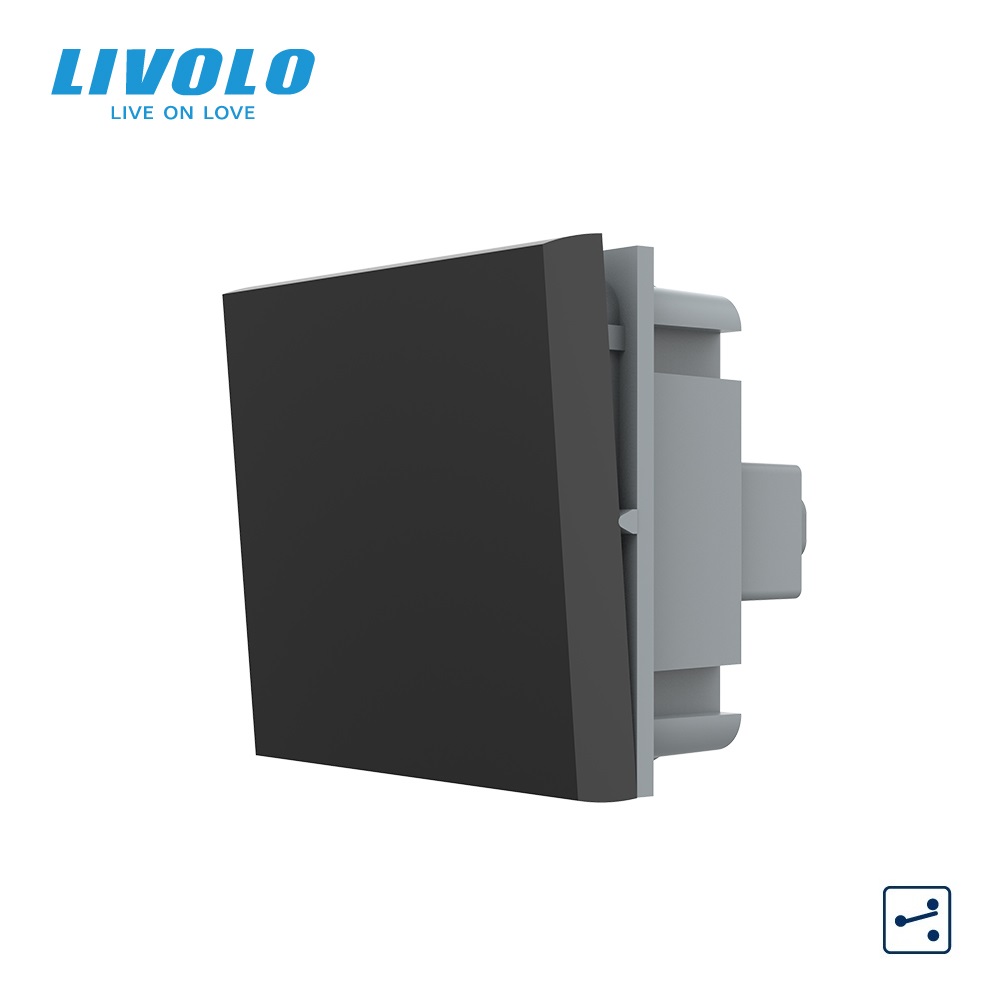 Прохідний вимикач LIVOLO, чорний, модуль без рамки (VL-FCMKS-2BP)
