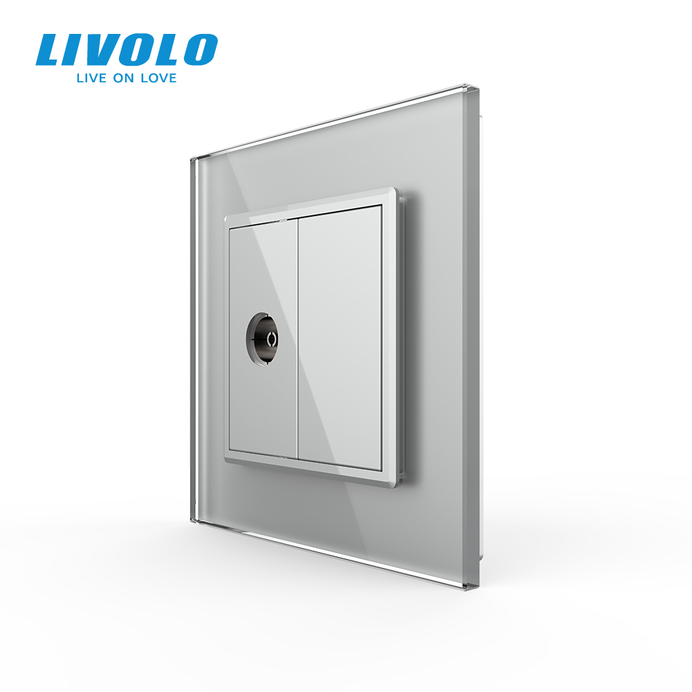 Розетка телевізійна LIVOLO сіра 2.5D скло
