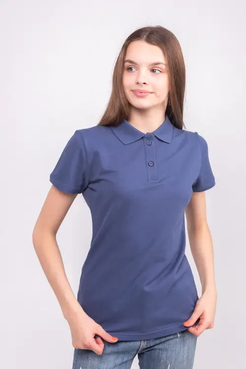 Синя (джинс) футболка поло жіноча STANDART