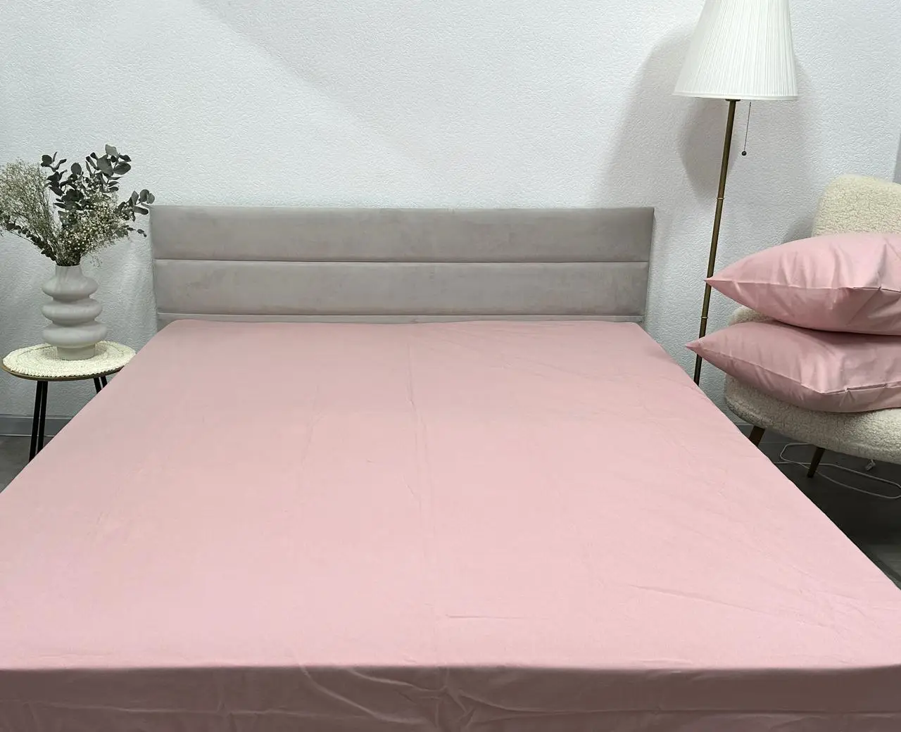 Простирадло на резинці Ecotton 140х200 см з бавовни Pink рожевий