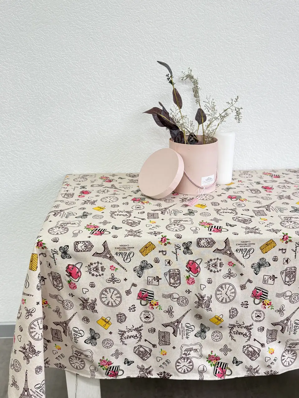 Скатертина Ecotton 150х220 см бавовняна з рогожки бежева Мадам