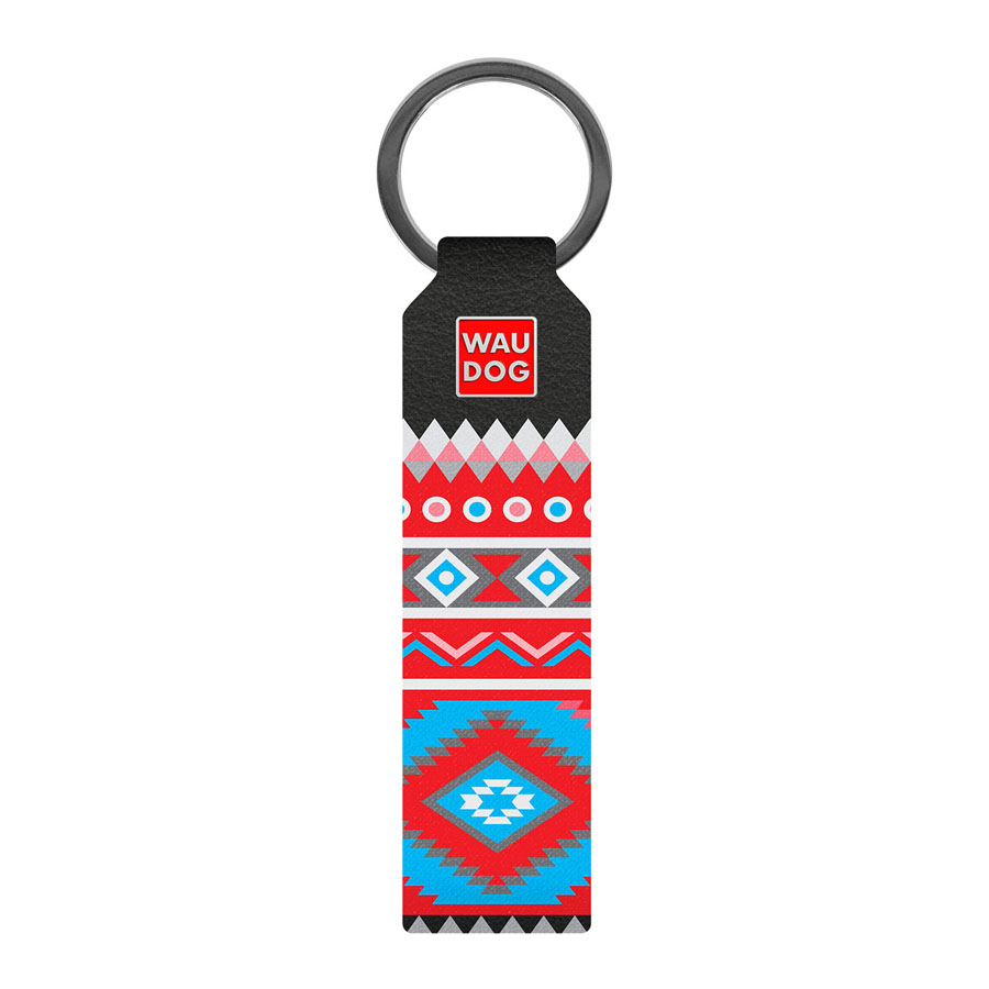 Брелок WAUDOG Design з малюнком "Етно", преміум шкіра (ширина 20 мм, довжина 95 мм) чорний