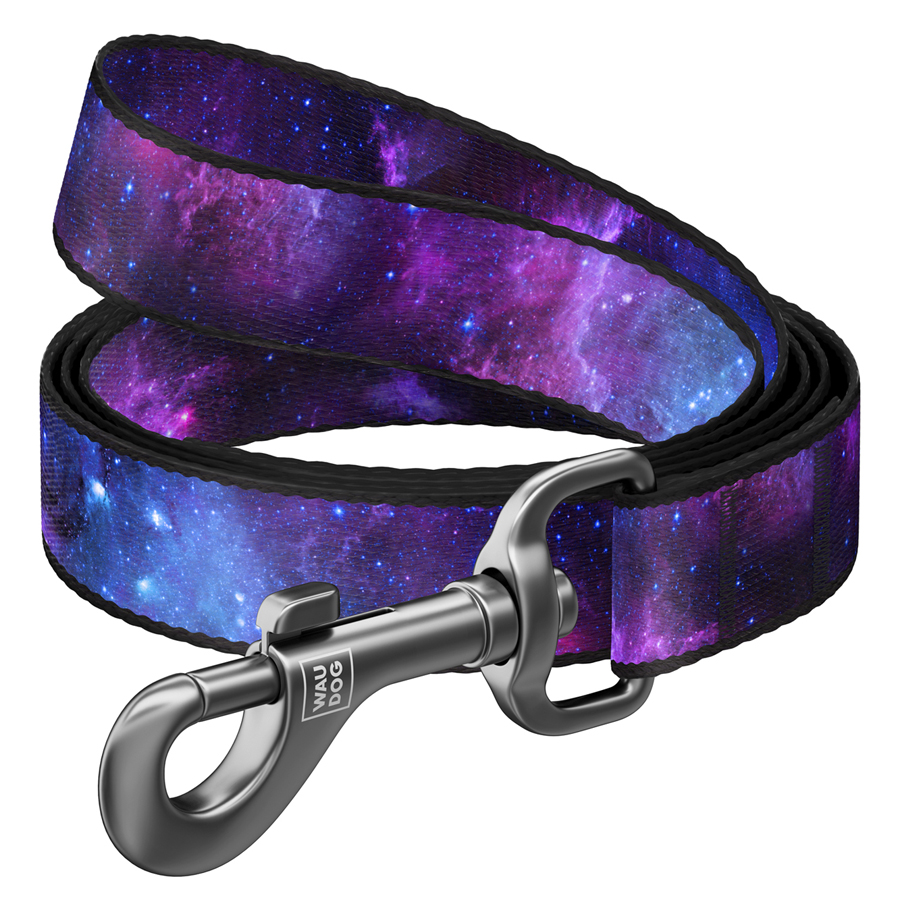 Повідець для собак нейлоновий WAUDOG Nylon, малюнок "NASA21", L, Ш 25 мм, Дл 122 см