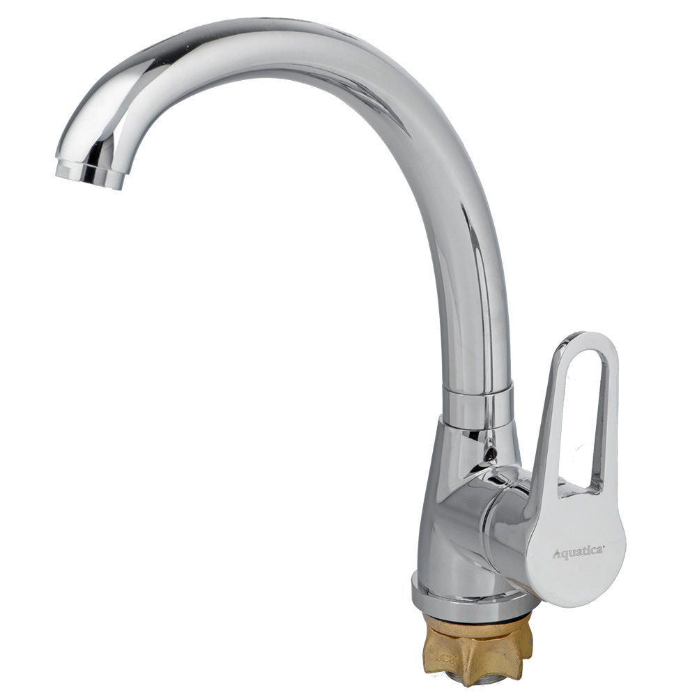 Смеситель HL Ø35 для кухни гусак ухо на гайке AQUATICA HL-4B130C (9734100)