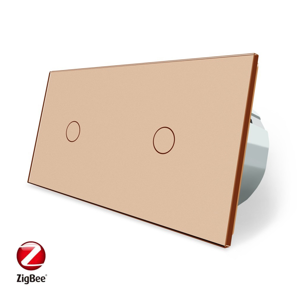 Розумний сенсорний ZigBee вимикач 2 сенсора (1-1) Livolo золото (VL-C701Z/C701Z-13)