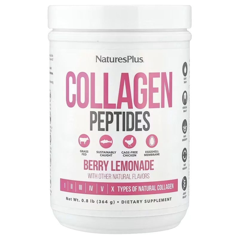 Пептиди колагену, смак ягідного лимонаду, Collagen Peptides, Natures Plus, 364 гр