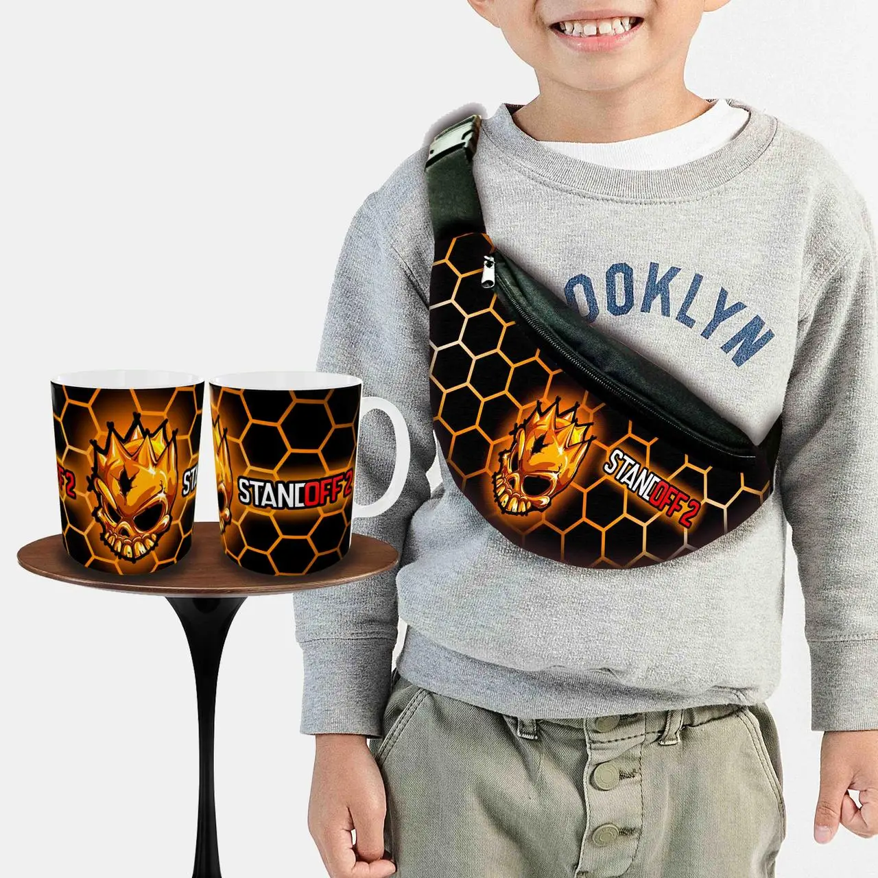 Подарунковий набір: Сумка-бананка + Кружка стендофф2 "Standoff 2" дитячий, для хлопчика (00235)