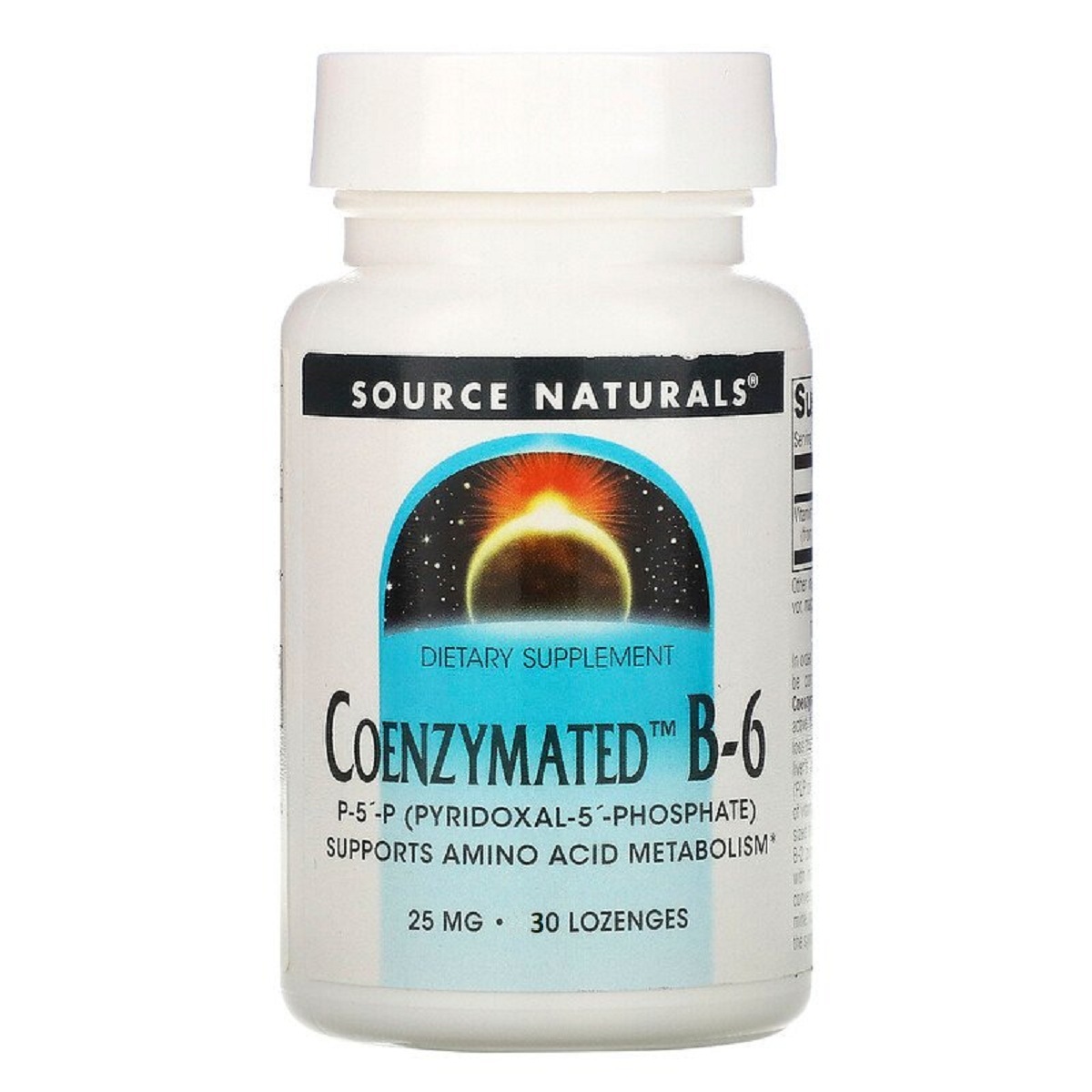 Коензим Вітаміну B6, 25 мг, Coenzymated™ Vitamin B6, Source Naturals, 30 таблеток для розсмоктування