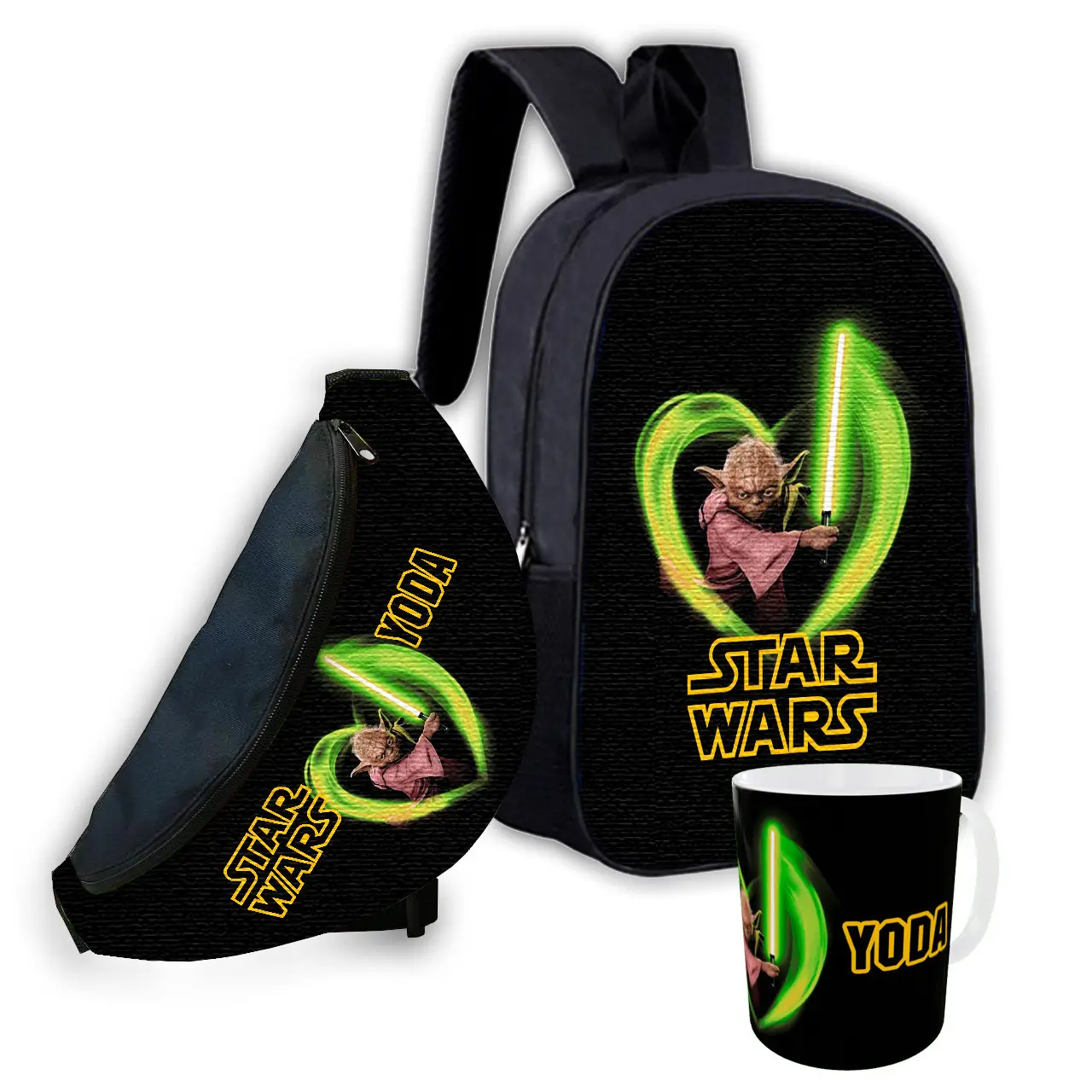 Набір дитячий Yoda Star Wars рюкзак 36х27см сумка-бананка, кружка з принтом для хлопчика (01654)