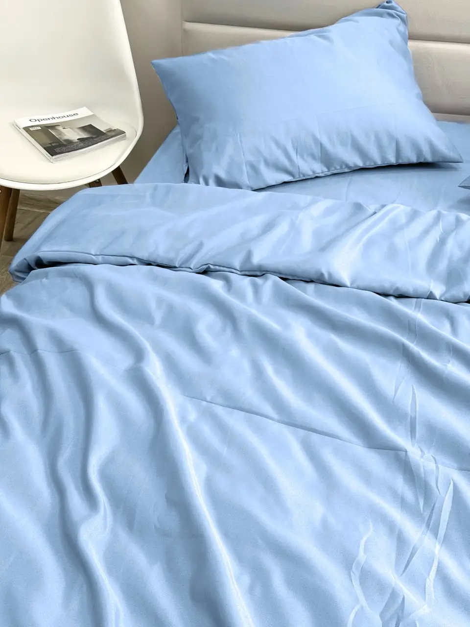 Комплект постільної білизни Ecotton Євро 210х220 см однотонний блакитний Blue